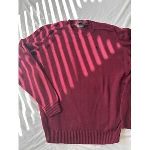 Lyle & Scott Men's Crewneck Sweater Burgundy Red Combed Cotton Size M